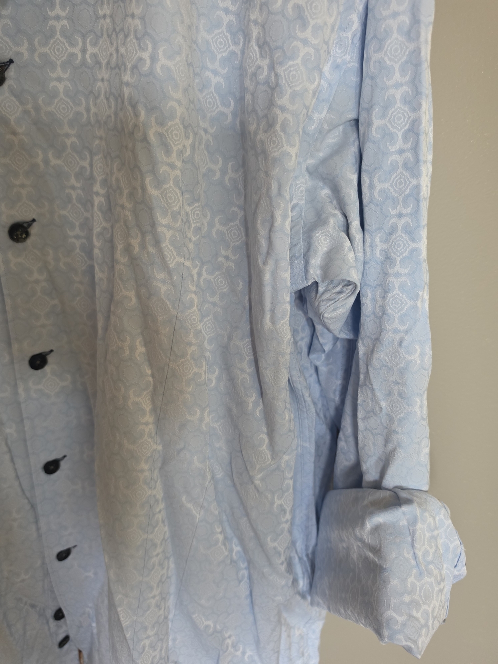 Bogosse Pale Blue Button-Down Shirt with Brown Contrast Trim - Picture 5 of 7